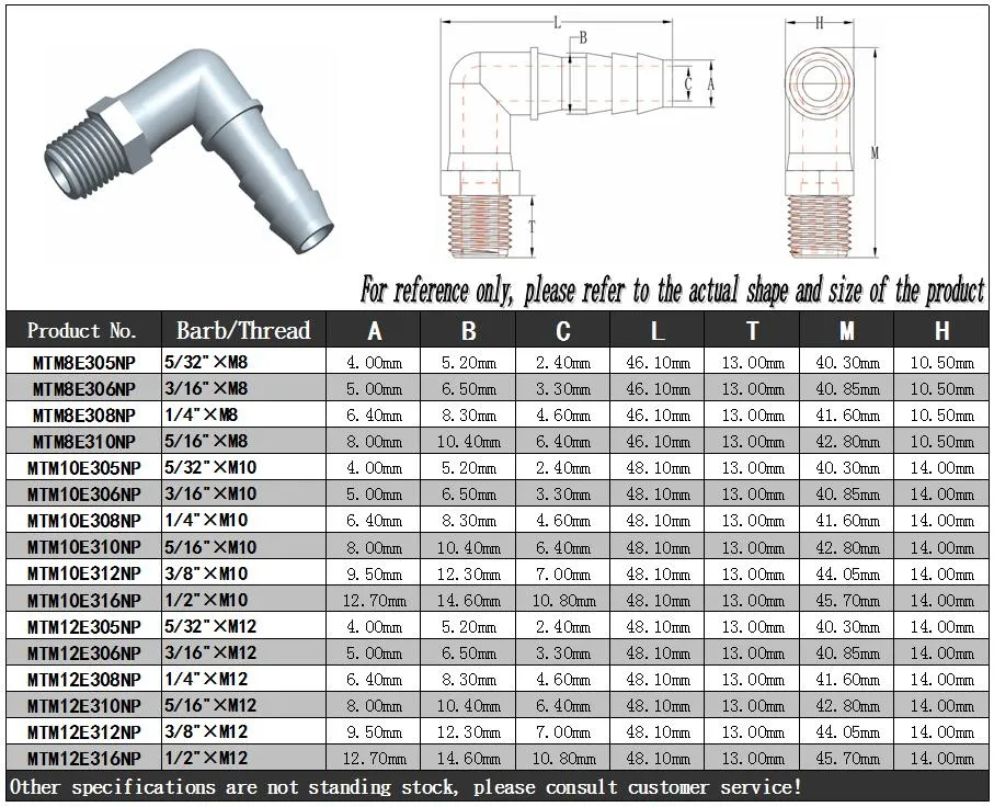 OEM & ODM Plastic 1/4-28unf Elbow Male Thread 1/8