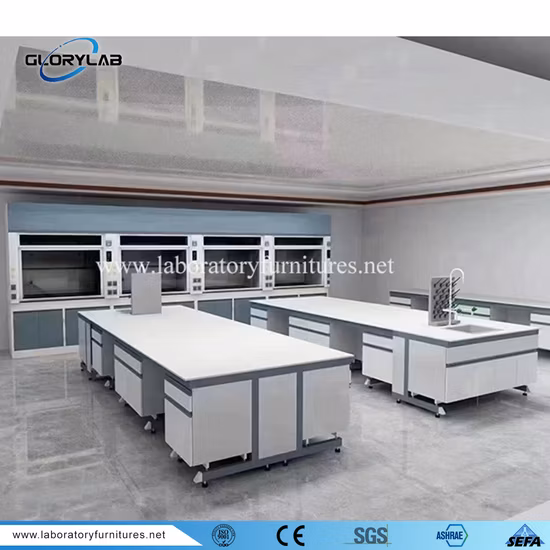 과학 연구 시설용 금속 및 목재 실험실 테이블용 일반 실험실 아일랜드 벤치